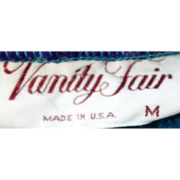 VTG 80s Vanity Fair Teal Fleece Housecoat Robe Women M Zip Long Sleeves Pockets - Picture 9 of 9